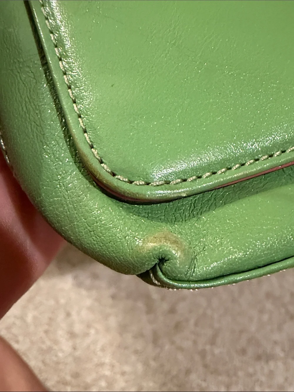 kate spade Vintage Green Leather Shoulder Bag with Gold Hardware